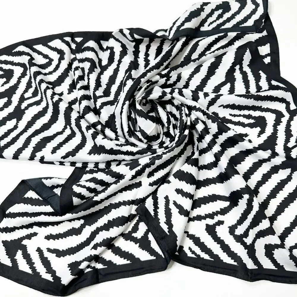 2/$30 NEW White Black Zebra Printed Silky Fashion Scarf